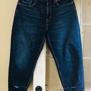 Old Navy High Rise Balloon Jeans Size 16 Distressed Navy